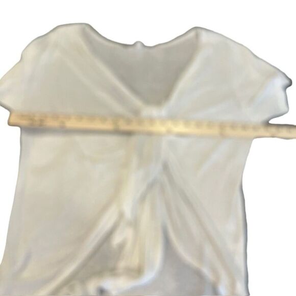 LNA Linen Blend White Slub Tee Gathered Center with Drape Tie Off Center Small - Picture 8 of 10